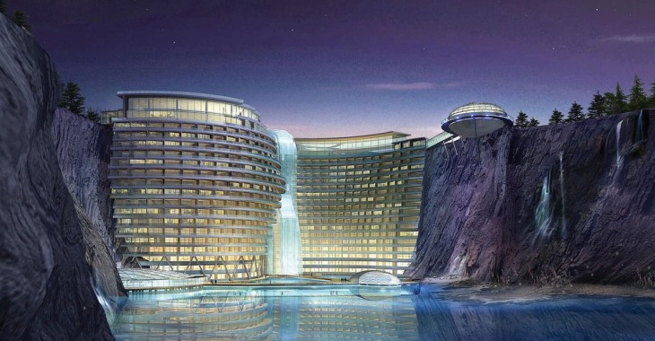Luksusowy hotel w kamieniołomie w Chinach