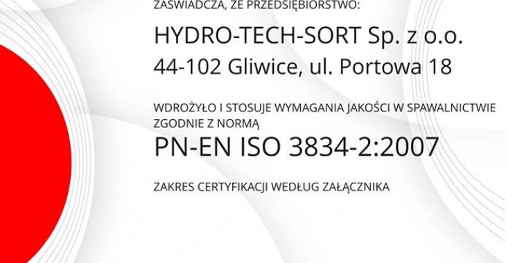HTS z nowymi certyfikatami HTS z nowymi certyfikatami