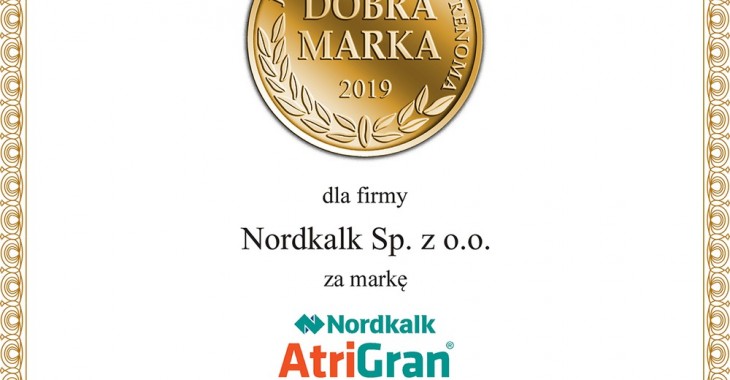 Nordkalk AtriGran z godłem Dobra Marka