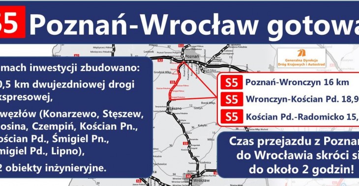 Droga ekspresowa S5 Poznań – Wrocław gotowa Droga ekspresowa S5 Poznań – Wrocław gotowa