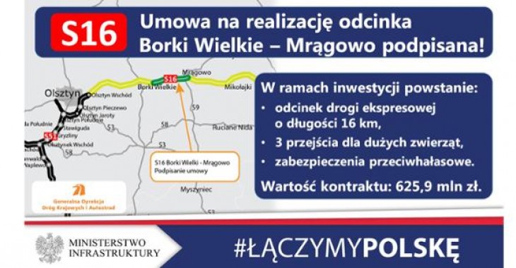 Umowa na budowę kolejnego odcinka S16 Umowa na budowę kolejnego odcinka S16