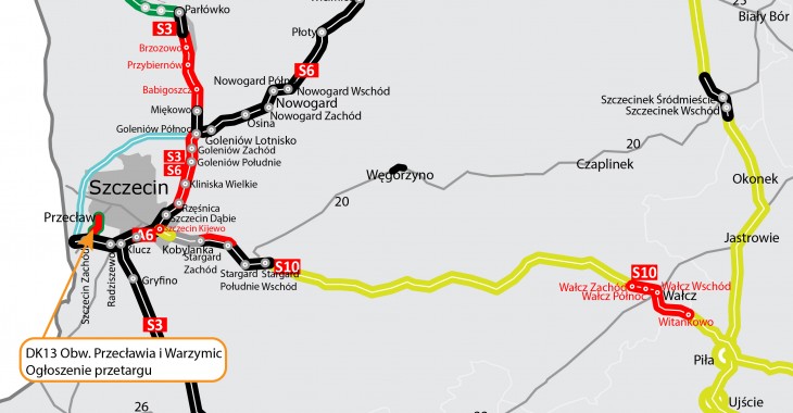 Przetarg na budowę obwodnicy Przecławia i Warzymic w ciągu DK13