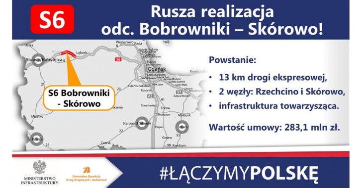 Kolejny odcinek drogi ekspresowej S6 na Pomorzu w realizacji
