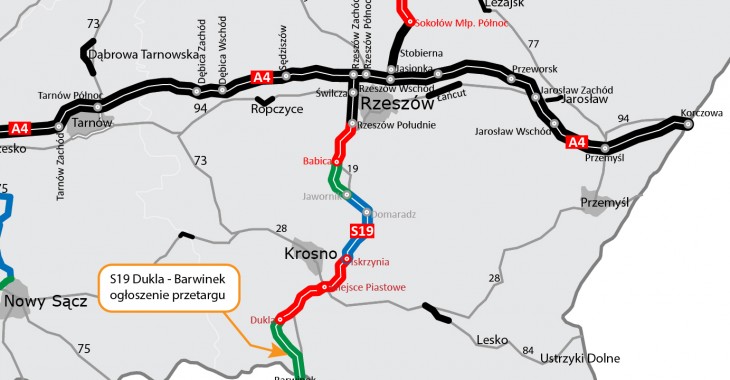 Przetarg na realizację kolejnych 18 km drogi ekspresowej S19 na Podkarpaciu Przetarg na realizację kolejnych 18 km drogi ekspresowej S19 na Podkarpaciu